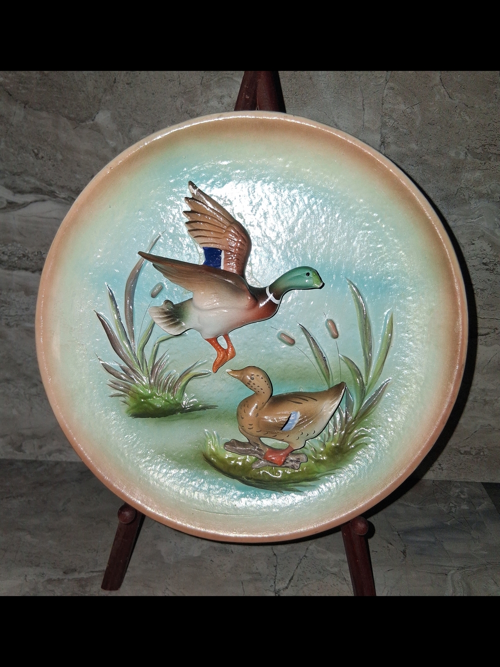 Hand-Painted In 1962 Napco Mallard Ceramic Backstamp in Blue on White